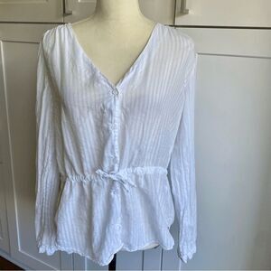 Bella Dahl Women's Tie-Waist Button-Up Blouse White Size M Lightweight